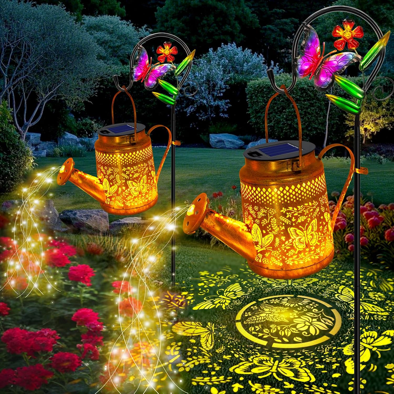 Solar Lantern Hanging - 2 Paket Lampu Penyiram Kebun Bentuk