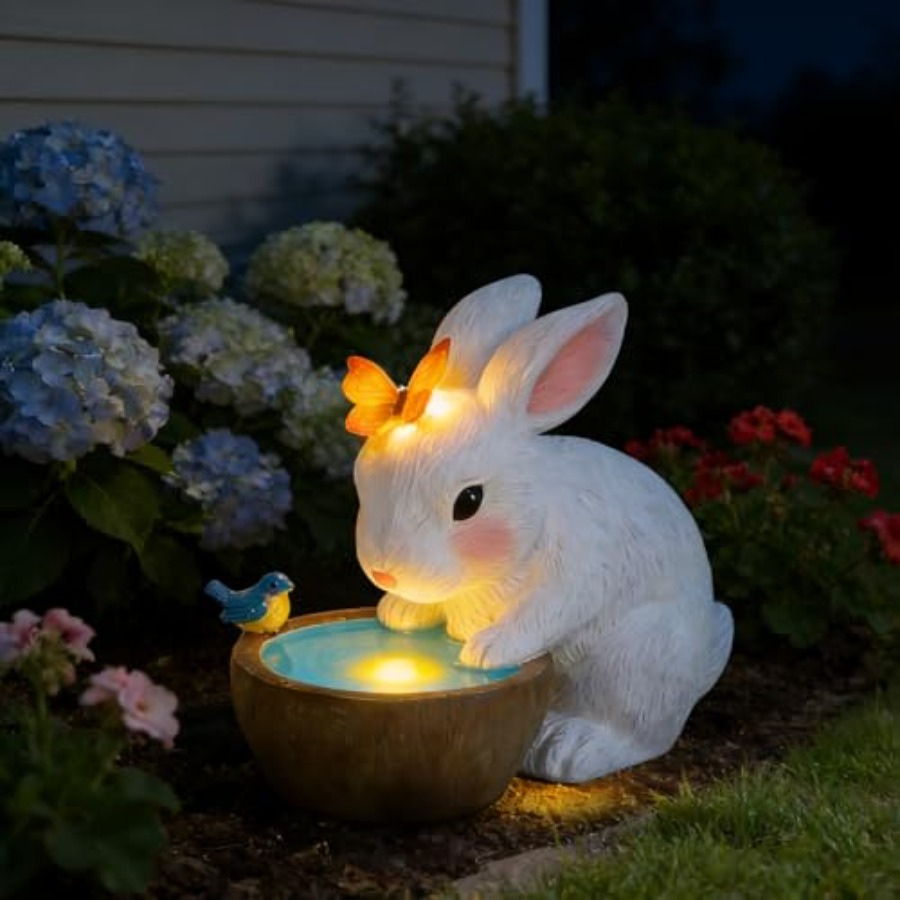 Outdoor Lighting For Home - Patung Taman Kelinci Tenaga Surya -
