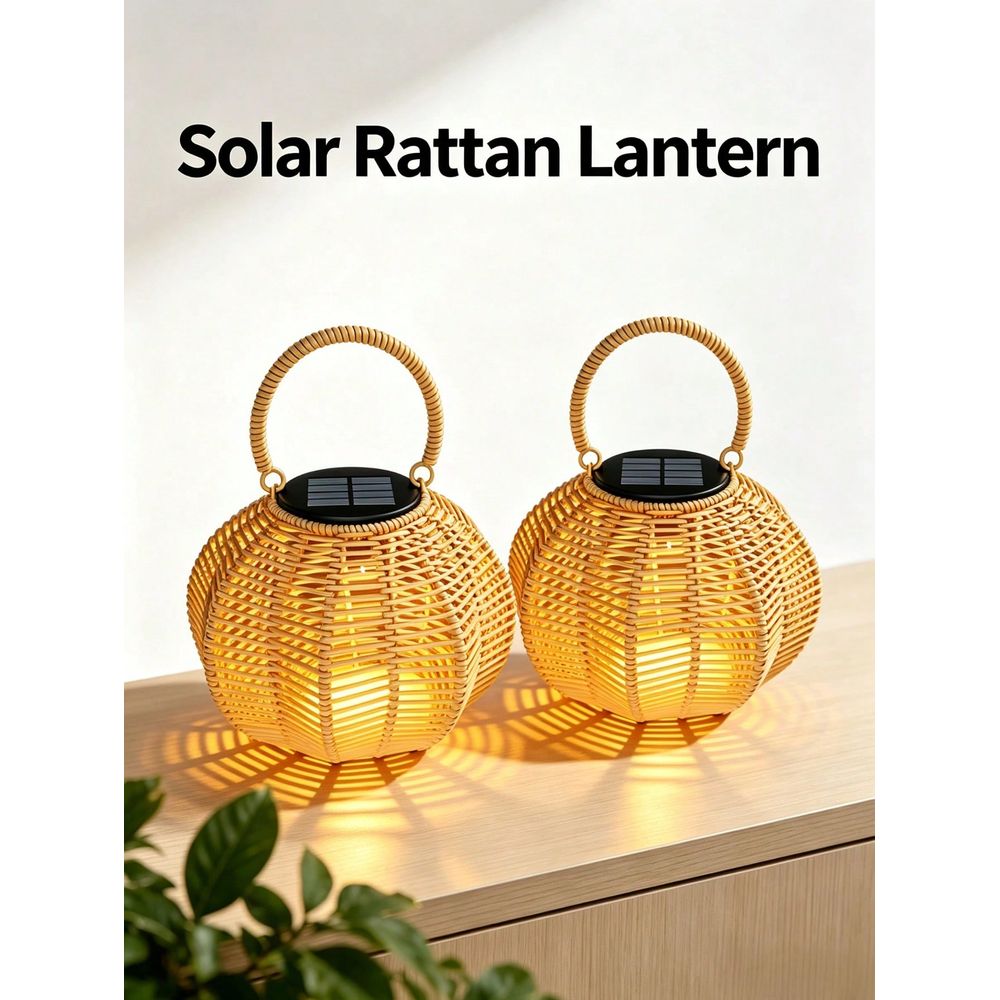 Solar Lantern Hanging - Lampu Ambient Tenaga Surya Rotan Untuk