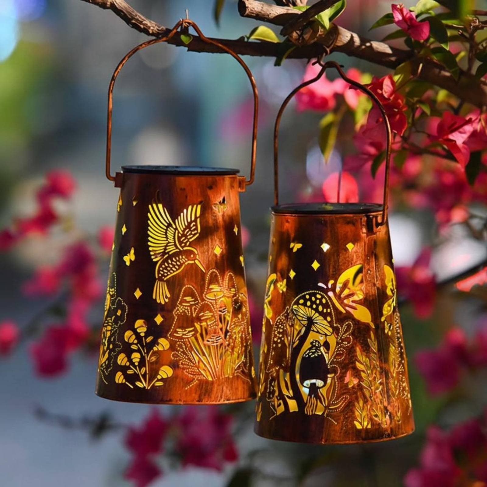 Lampu Taman Motif Bunga, Lampu - Solar Lantern Hanging ulasan dan harga