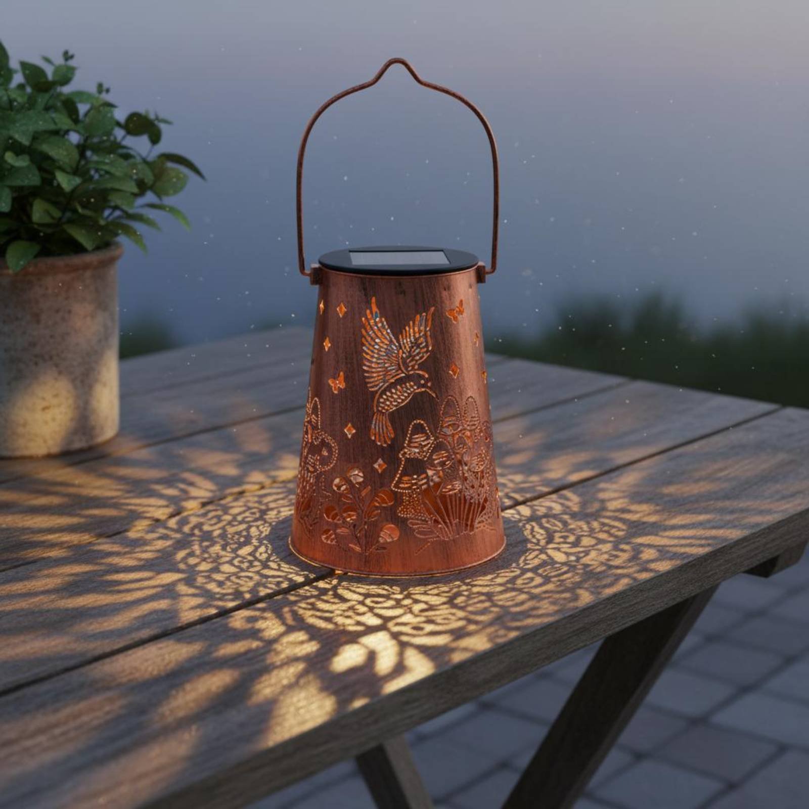 Lampu Taman Motif Bunga, Lampu - Solar Lantern Hanging ulasan dan harga