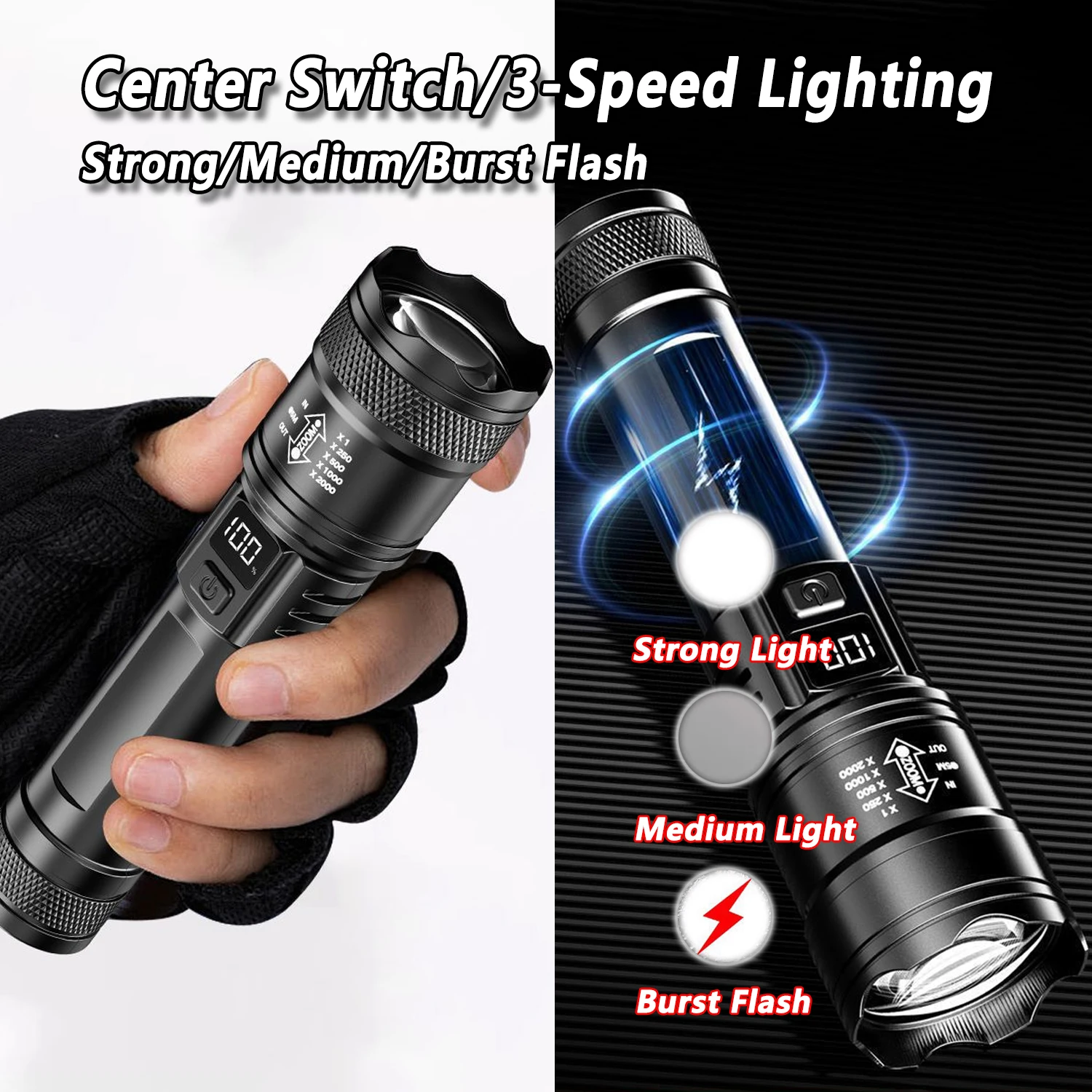 Senter LED Ultra Terang 2000LM - Outdoor Lighting Types ulasan dan harga